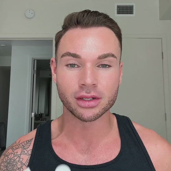 A video of a man, expressing how well the skin silk moisturizer and philler peptide serum work for his skin, he uses the skincare product to reduce the appearance of fine lines and wrinkles.  